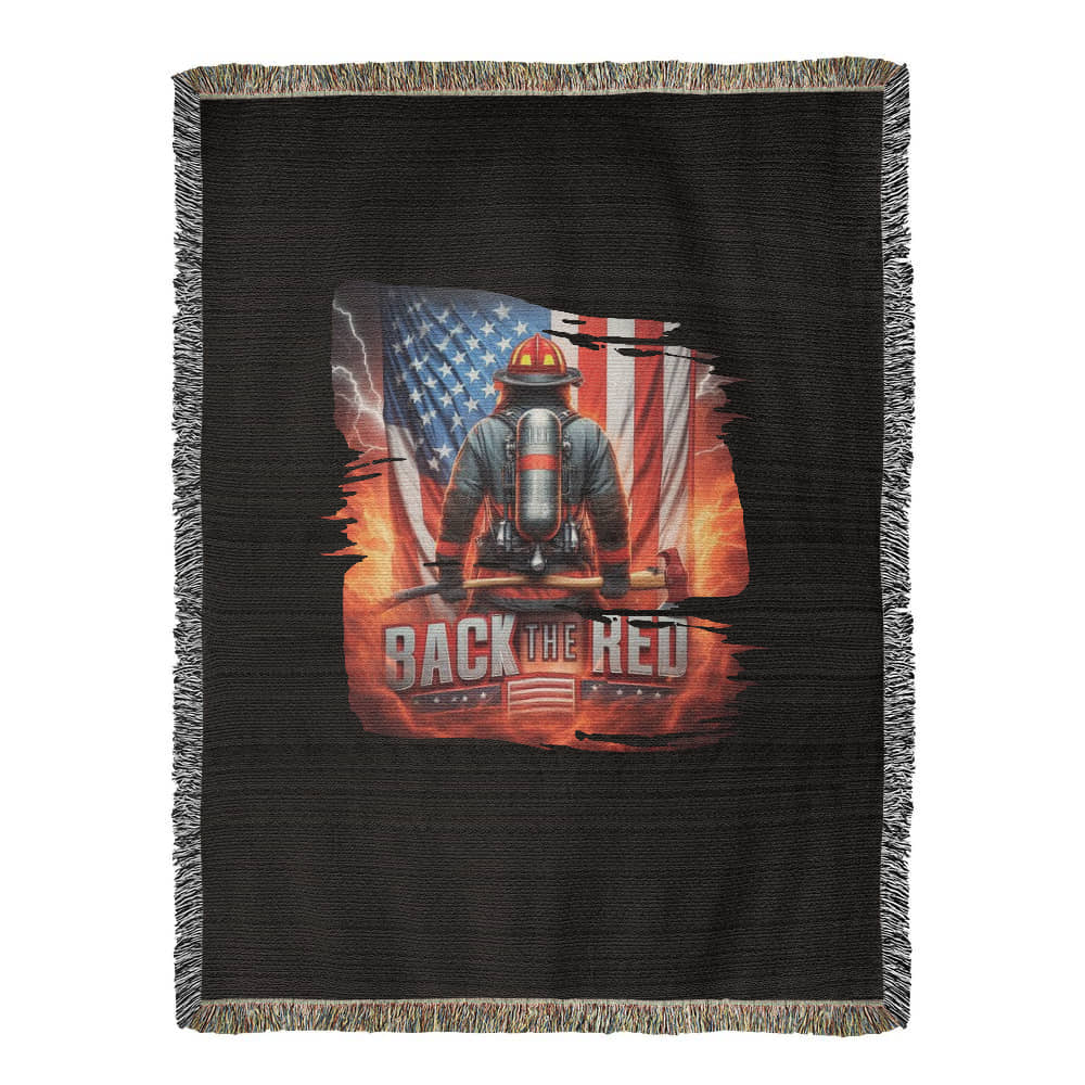 Back the Red Woven Throw Blanket – Firefighter Tribute - Bubble Gum Wink