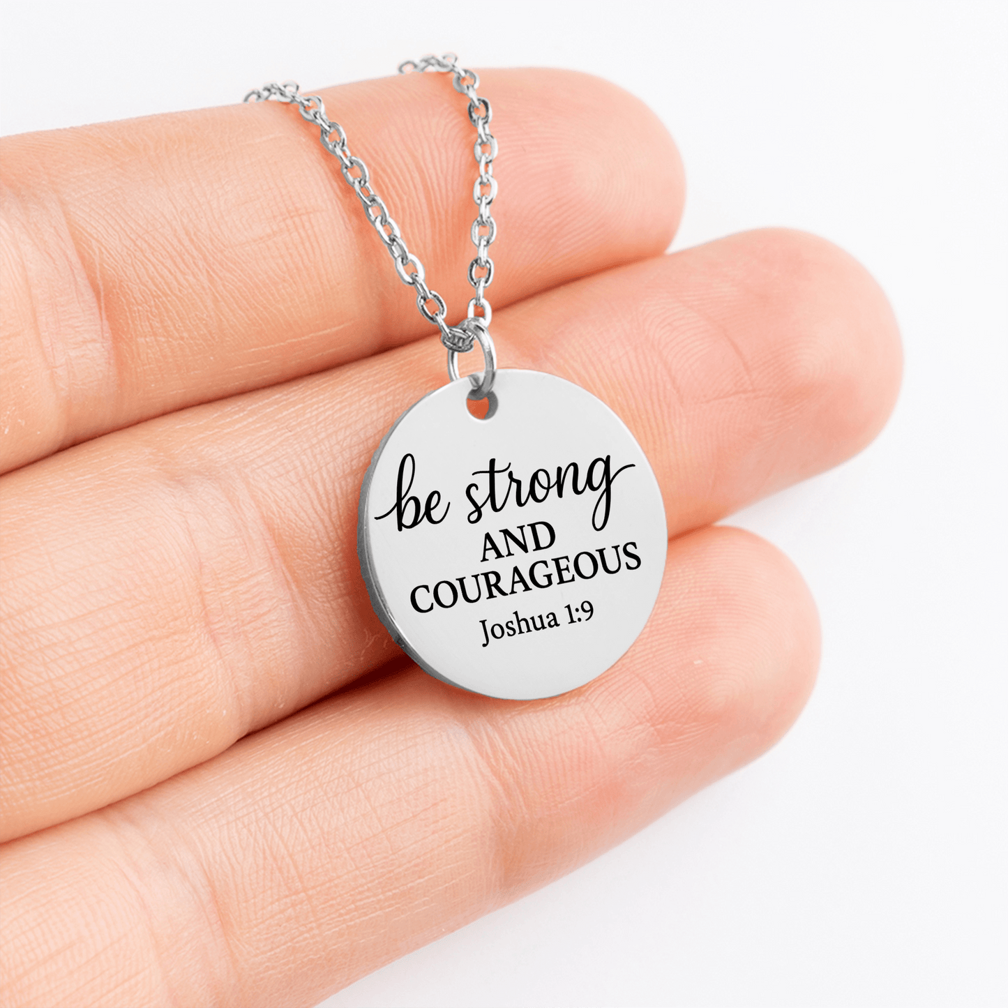 Be Strong and Courageous Coin Necklace – Joshua 1:9 Pendant - Bubble Gum Wink
