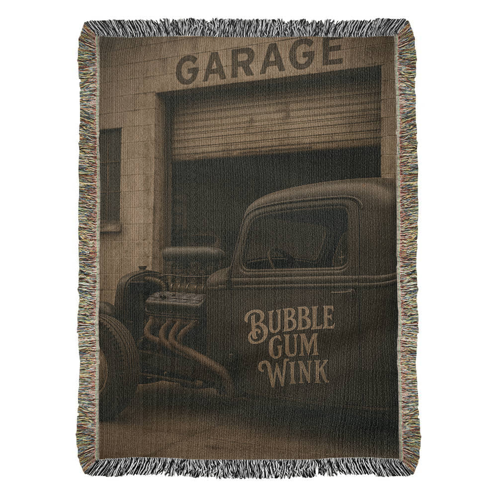 Bubble Gum Wink Rat Rod Woven Throw Blanket - Bubble Gum Wink
