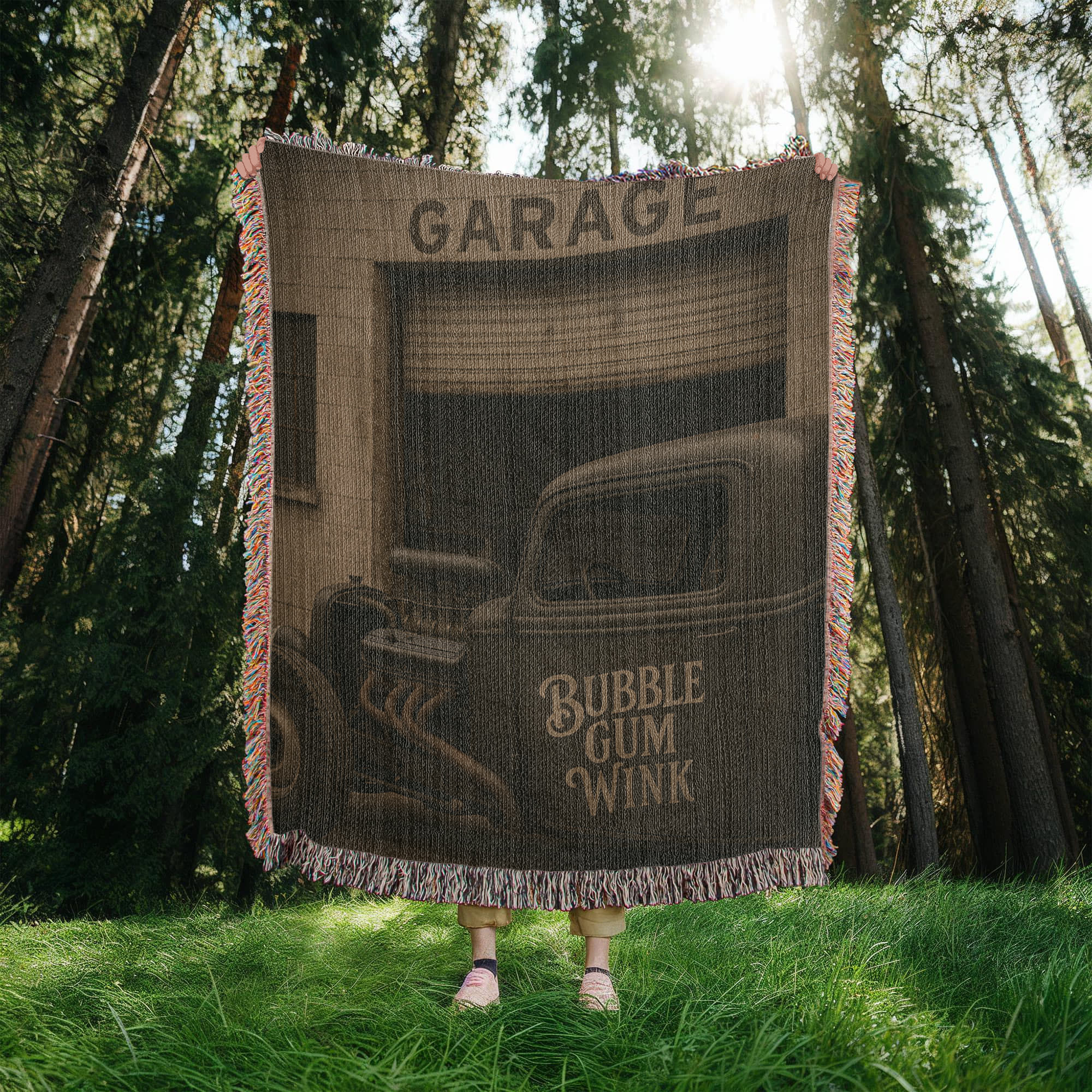 Bubble Gum Wink Rat Rod Woven Throw Blanket - Bubble Gum Wink