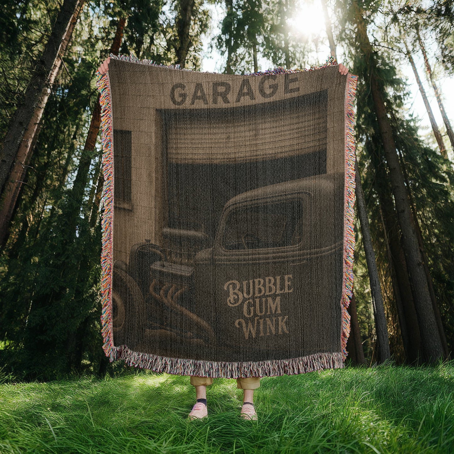 Bubble Gum Wink Rat Rod Woven Throw Blanket - Bubble Gum Wink