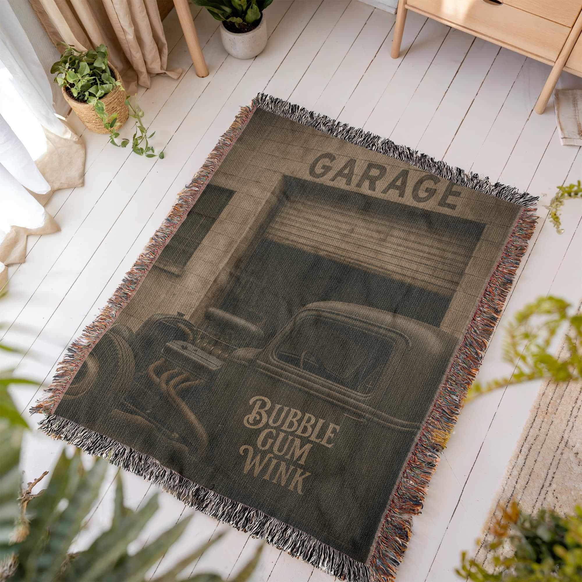 Bubble Gum Wink Rat Rod Woven Throw Blanket - Bubble Gum Wink