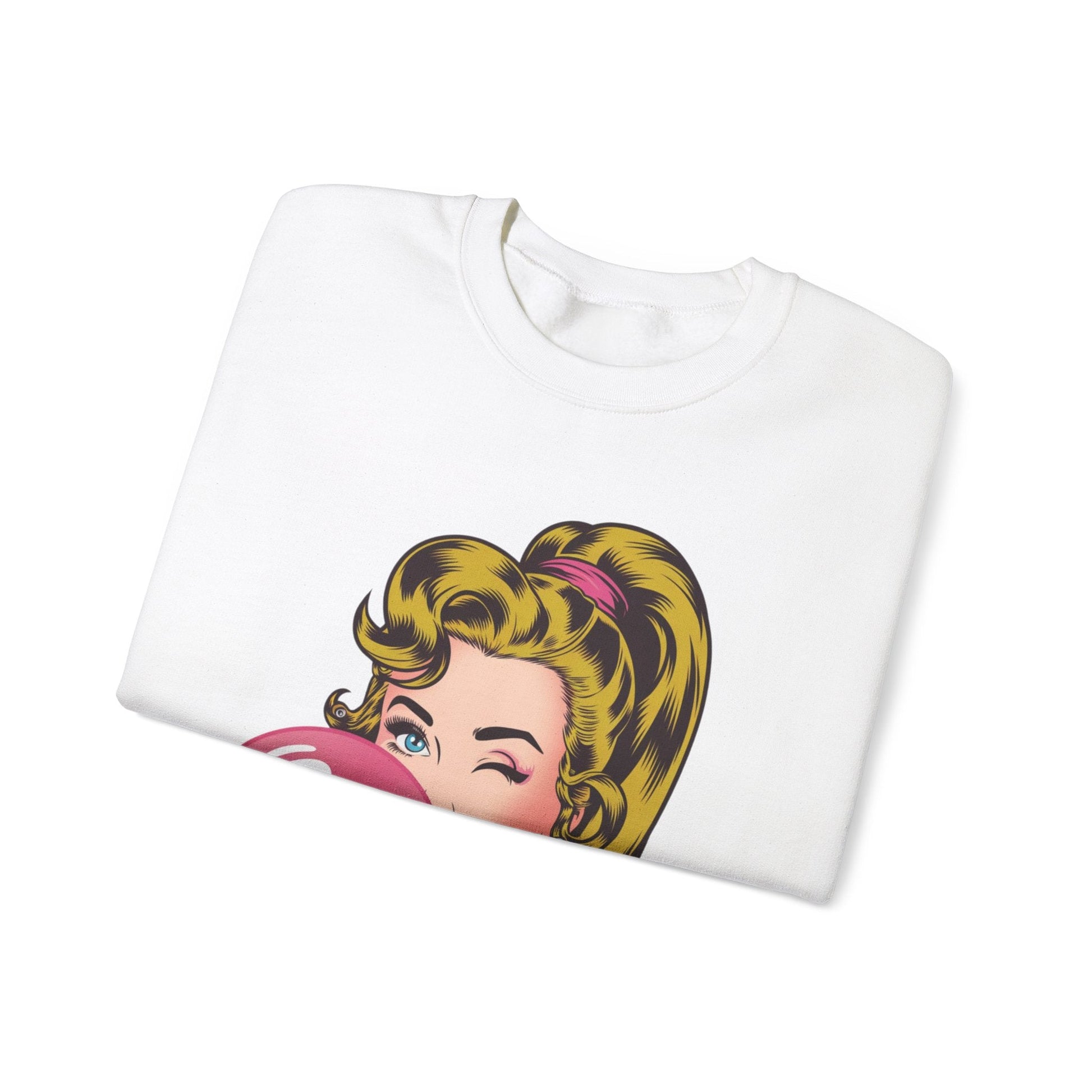 Bubble Gum Wink™ Unisex Crewneck Sweatshirt – Retro Sassy Vibes - Bubble Gum Wink