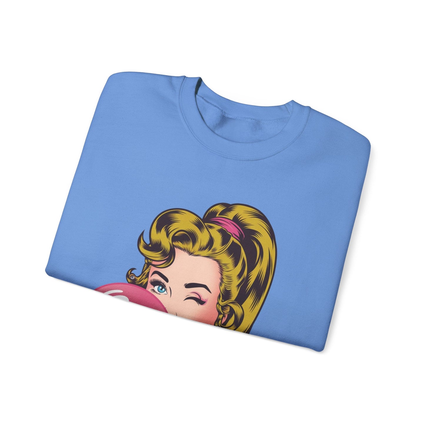 Bubble Gum Wink™ Unisex Crewneck Sweatshirt – Retro Sassy Vibes - Bubble Gum Wink