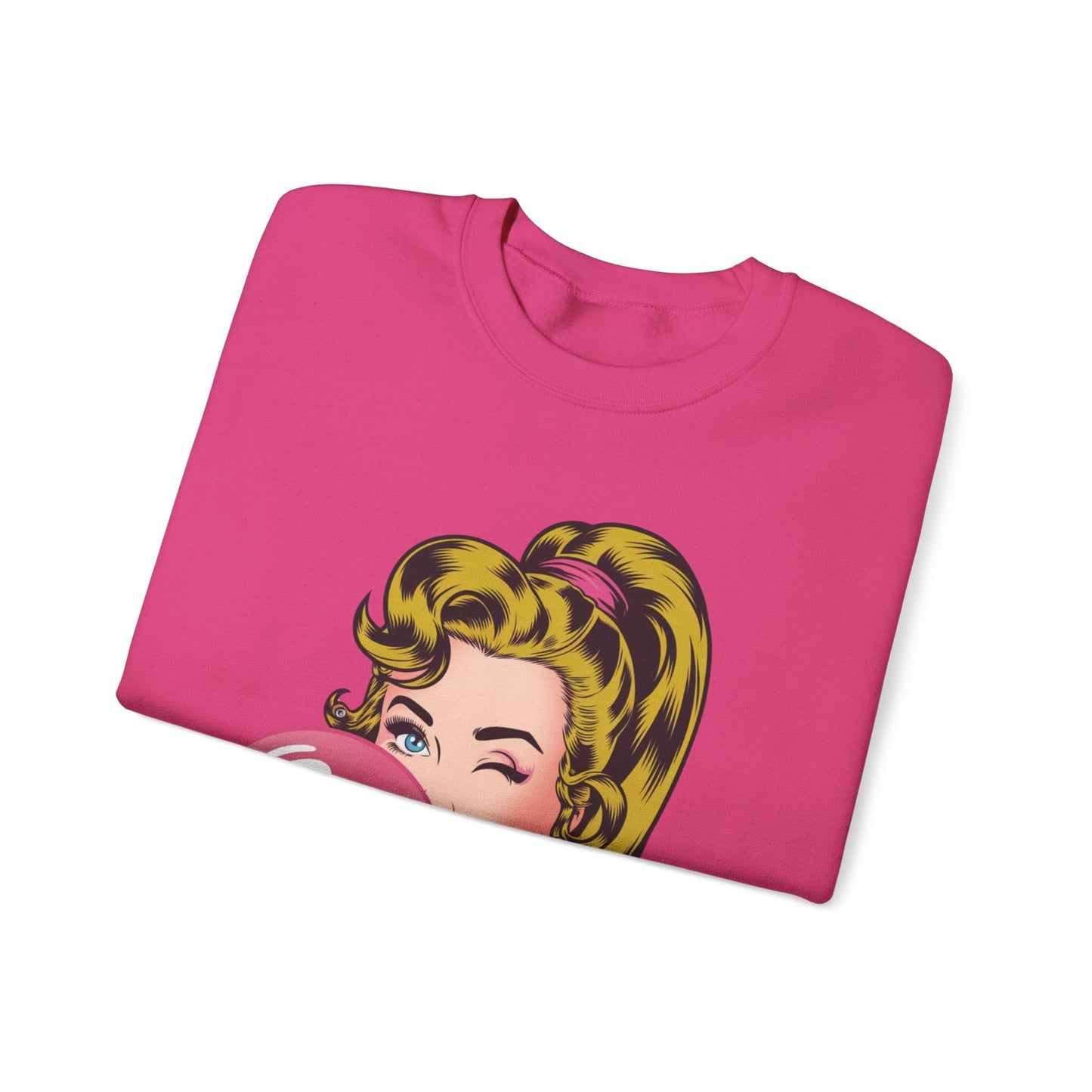 Bubble Gum Wink™ Unisex Crewneck Sweatshirt – Retro Sassy Vibes - Bubble Gum Wink