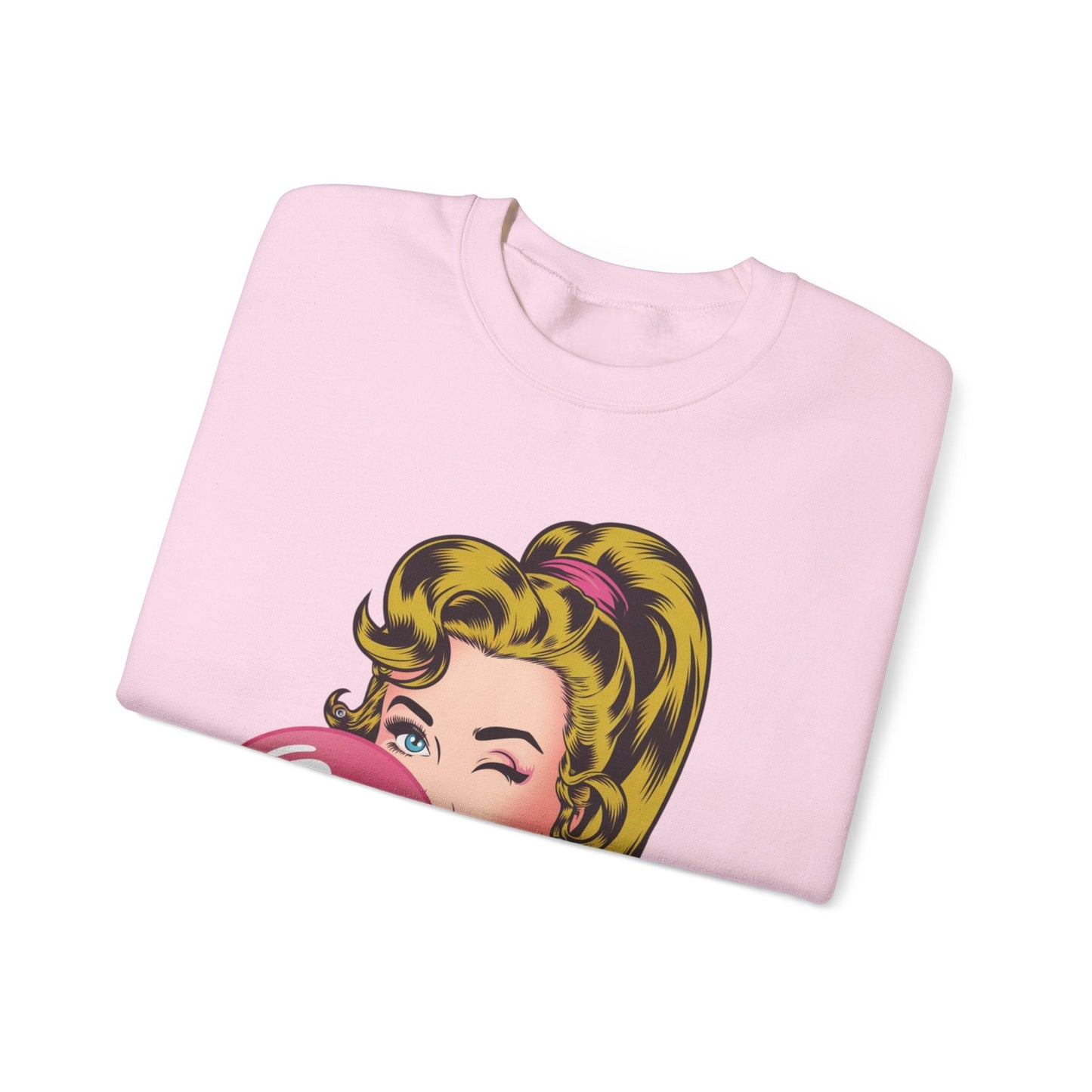 Bubble Gum Wink™ Unisex Crewneck Sweatshirt – Retro Sassy Vibes - Bubble Gum Wink