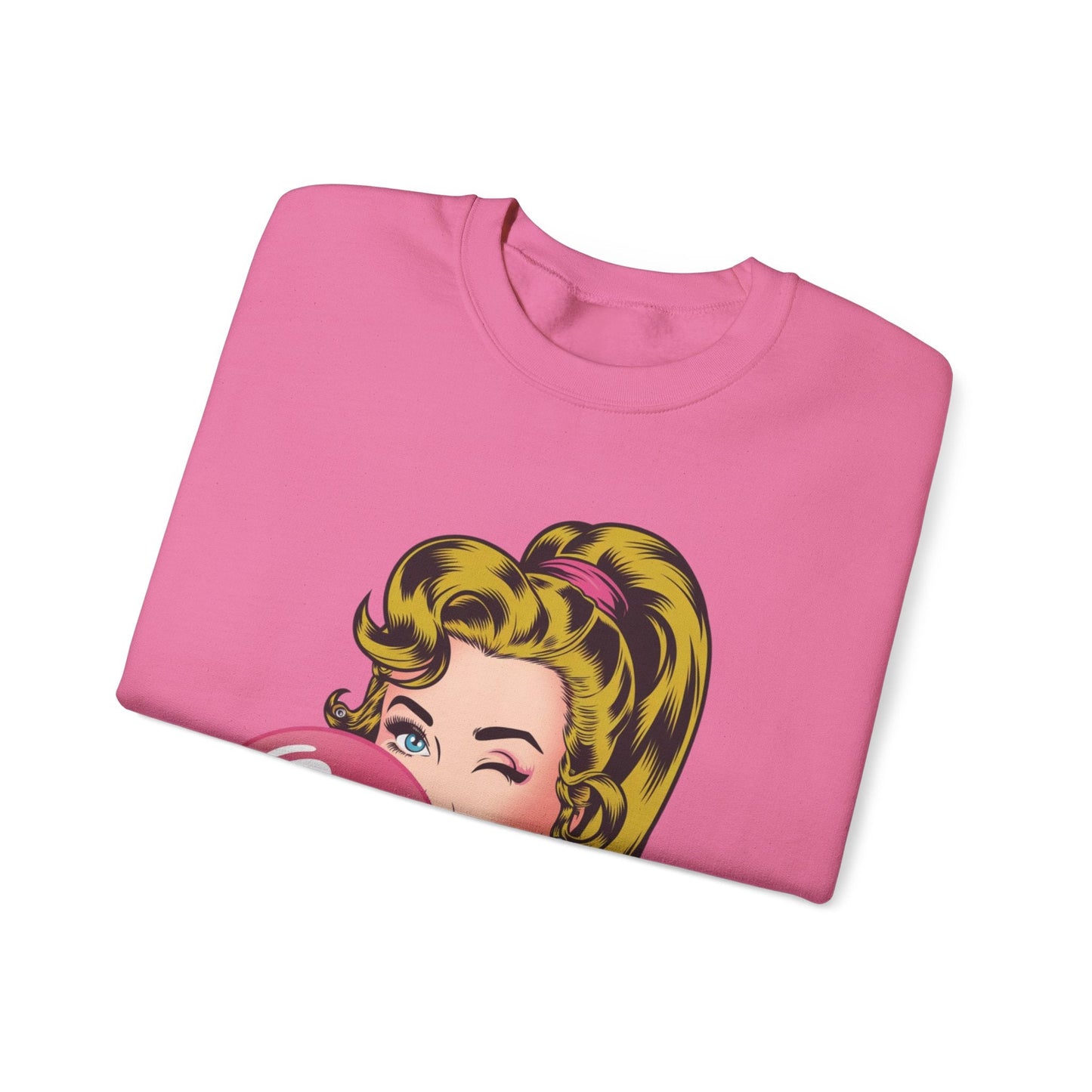 Bubble Gum Wink™ Unisex Crewneck Sweatshirt – Retro Sassy Vibes - Bubble Gum Wink