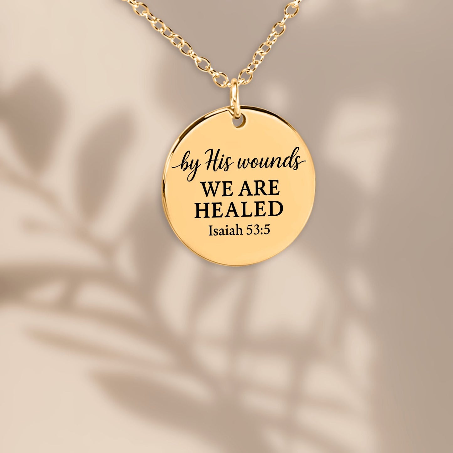 By His Wounds Coin Necklace – Isaiah 53:5 Healing Scripture Pendant - Bubble Gum Wink