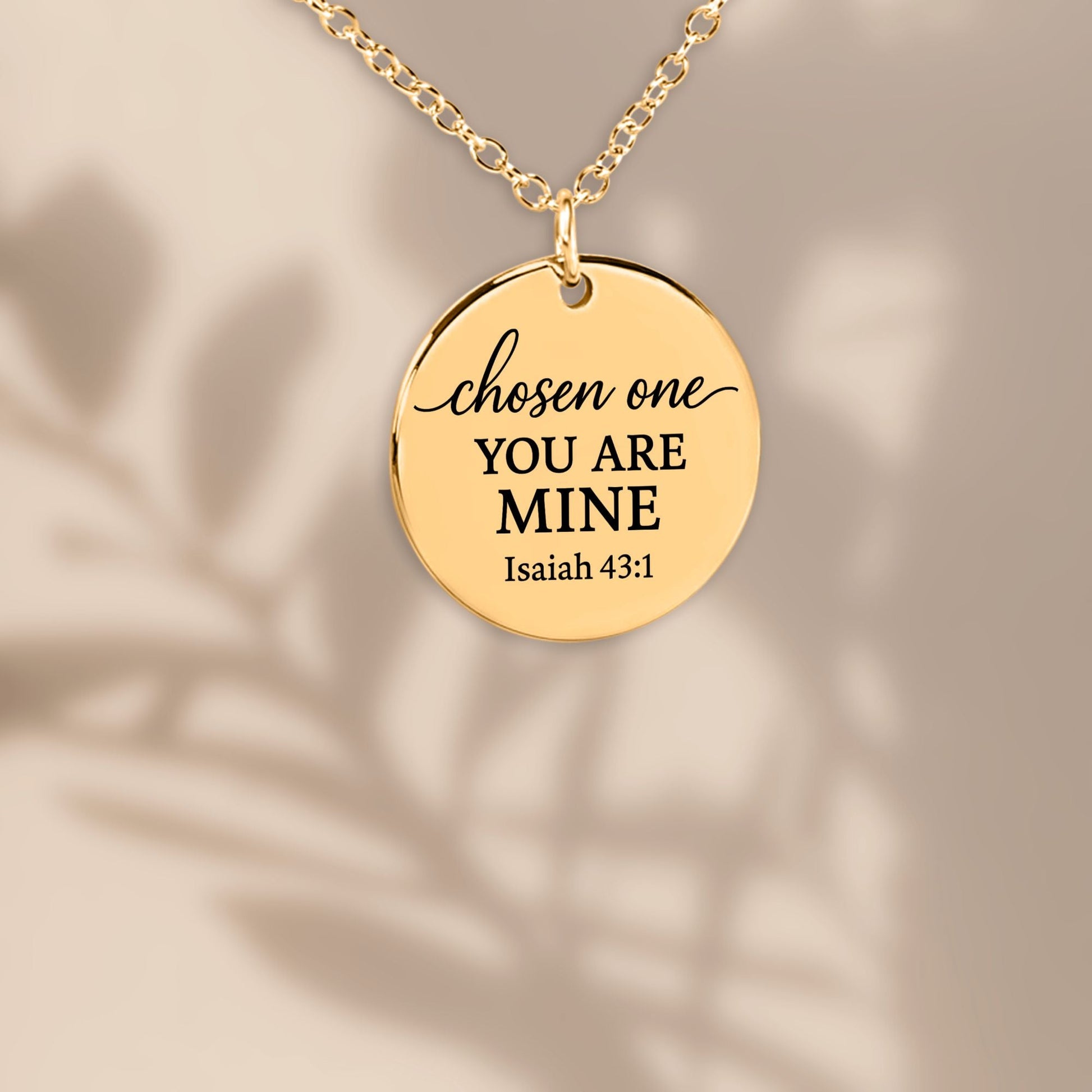 Chosen One Coin Necklace – Isaiah 43:1 Engraved Faith Pendant - Bubble Gum Wink