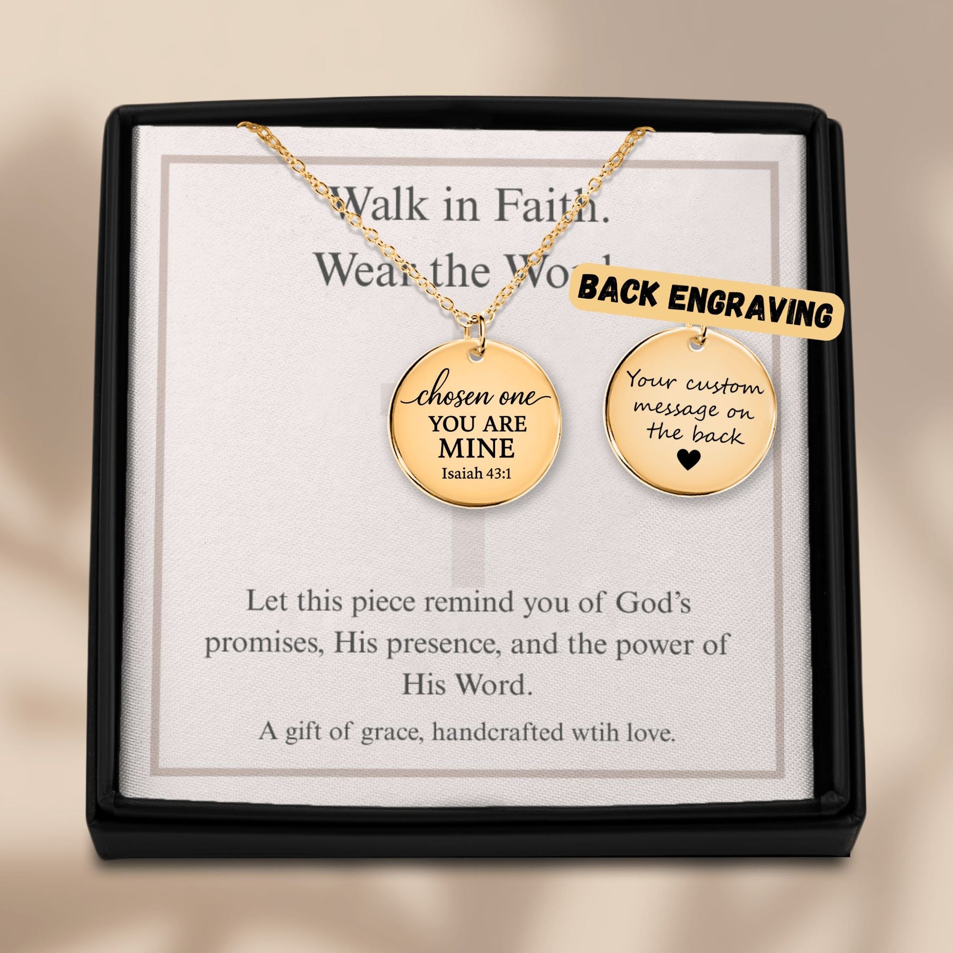 Chosen One Coin Necklace – Isaiah 43:1 Engraved Faith Pendant - Bubble Gum Wink