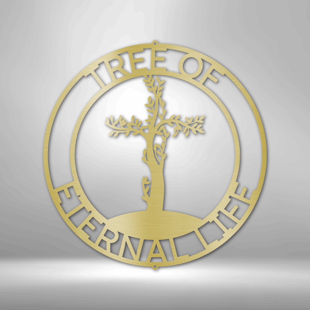 Cross Tree Monogram - Steel Sign - Bubble Gum Wink