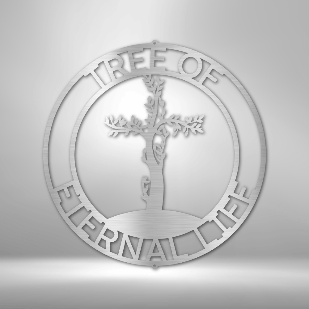 Cross Tree Monogram - Steel Sign - Bubble Gum Wink