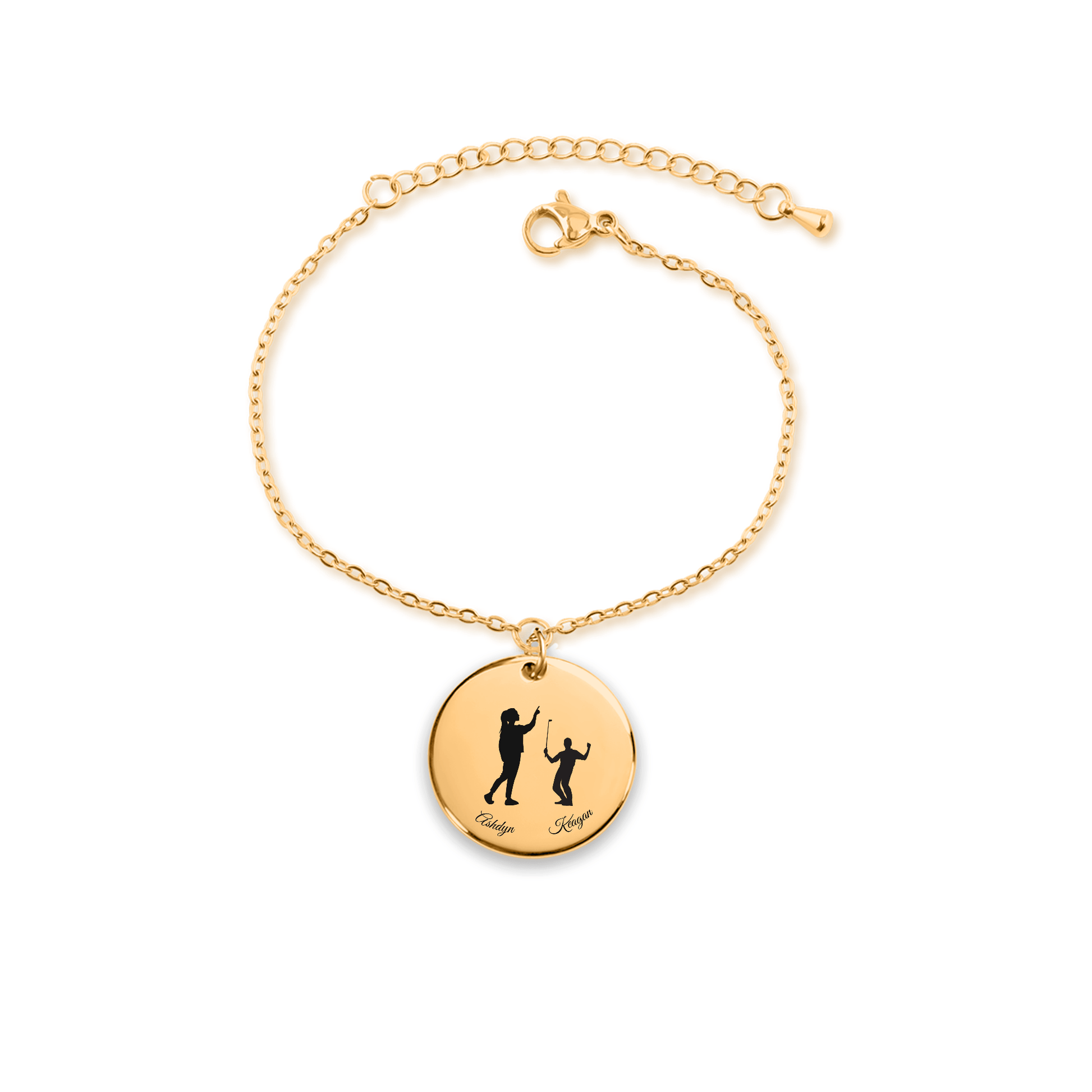 Custom Parent & Child Silhouette Coin Bracelet [Personalized] - Bubble Gum Wink