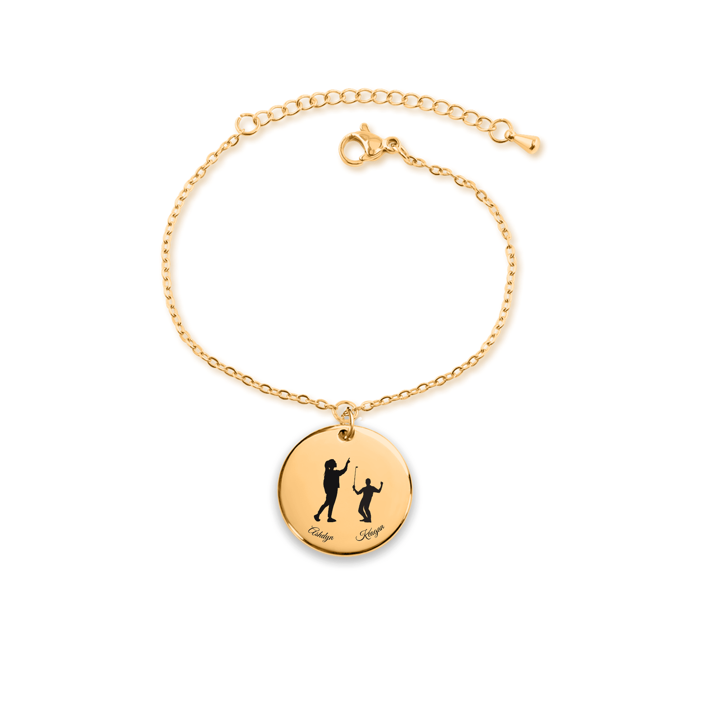 Custom Parent & Child Silhouette Coin Bracelet [Personalized] - Bubble Gum Wink