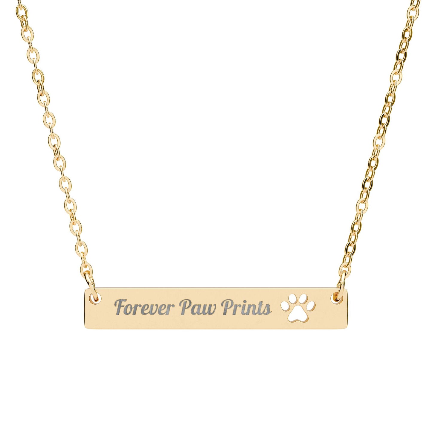 Cutout Paw Bar Necklace (Engraving) - Bubble Gum Wink