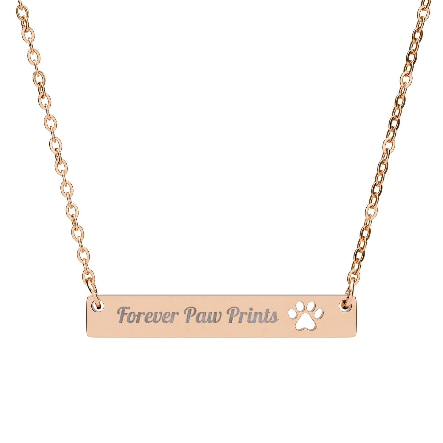 Cutout Paw Bar Necklace (Engraving) - Bubble Gum Wink