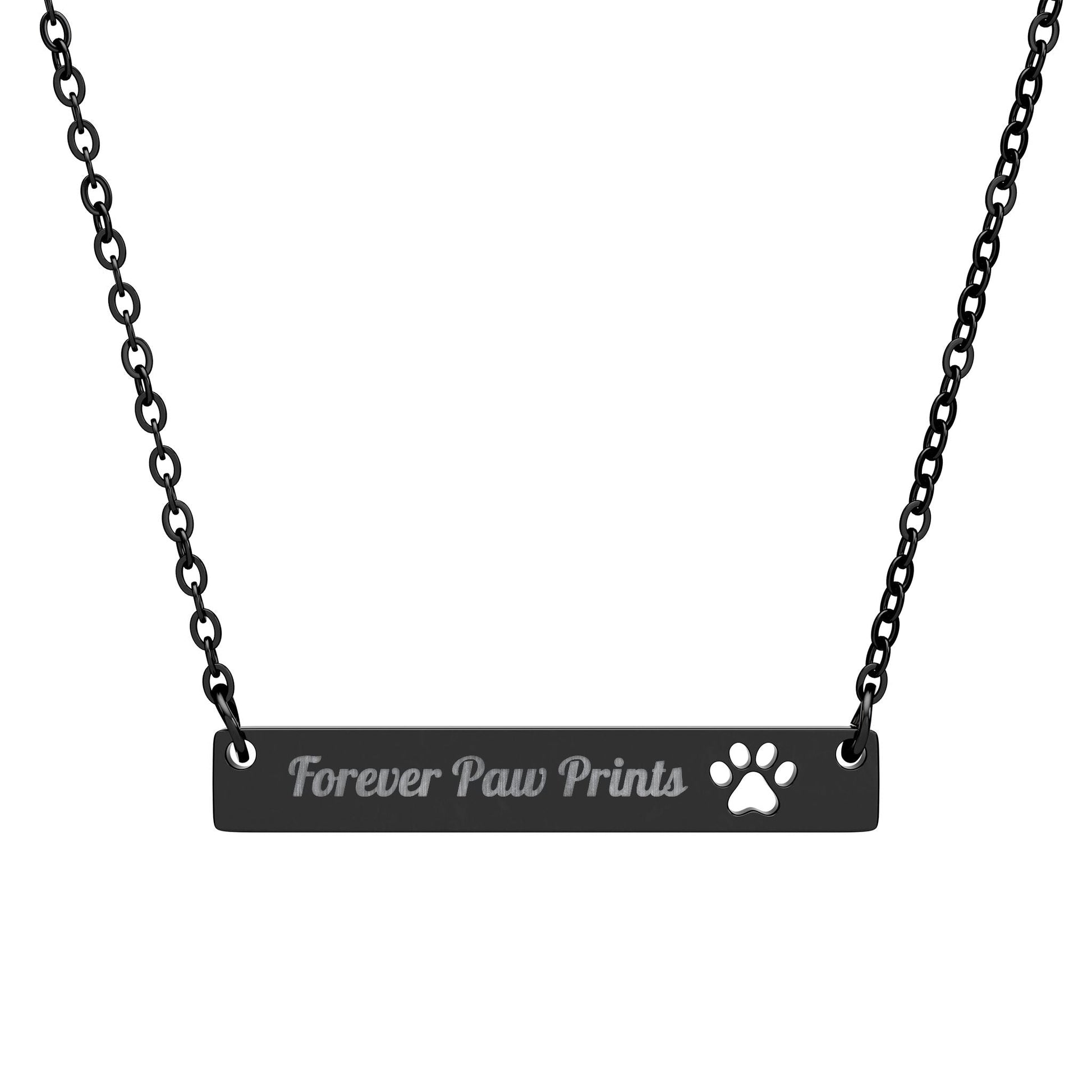 Cutout Paw Bar Necklace (Engraving) - Bubble Gum Wink