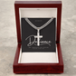 Defiance Cross Necklace – Polished Stainless Steel Cuban Chain - Bubble Gum Wink