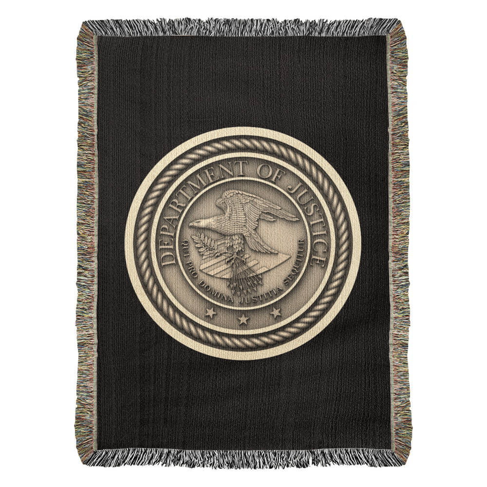 Department of Justice Woven Throw Blanket – Integrity and Justice for All - Bubble Gum Wink