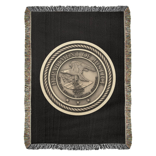 Department of Justice Woven Throw Blanket – Integrity and Justice for All - Bubble Gum Wink