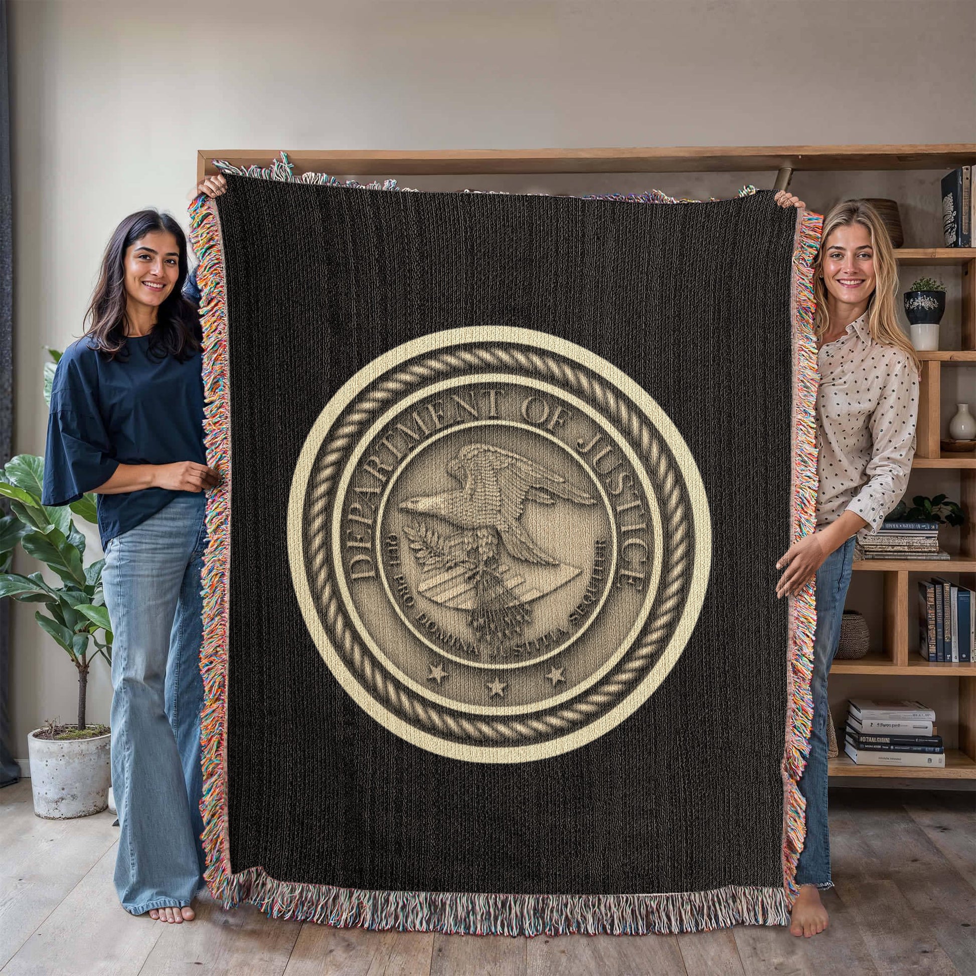 Department of Justice Woven Throw Blanket – Integrity and Justice for All - Bubble Gum Wink