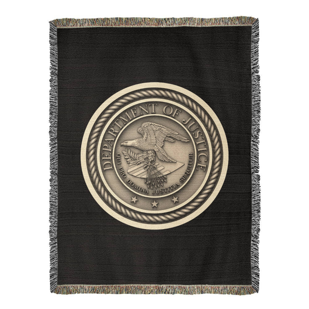 Department of Justice Woven Throw Blanket – Integrity and Justice for All - Bubble Gum Wink