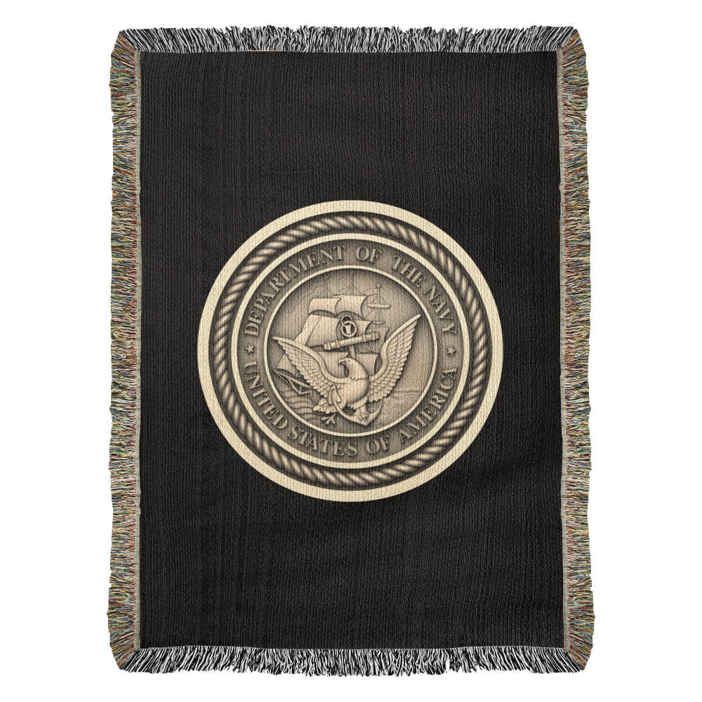 Department of the Navy Woven Throw Blanket – Service, Honor, Commitment - Bubble Gum Wink