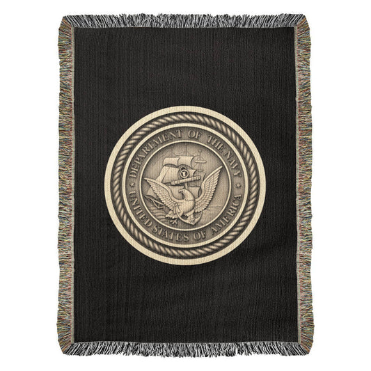 Department of the Navy Woven Throw Blanket – Service, Honor, Commitment - Bubble Gum Wink