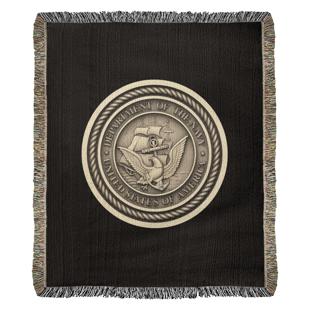 Department of the Navy Woven Throw Blanket – Service, Honor, Commitment - Bubble Gum Wink