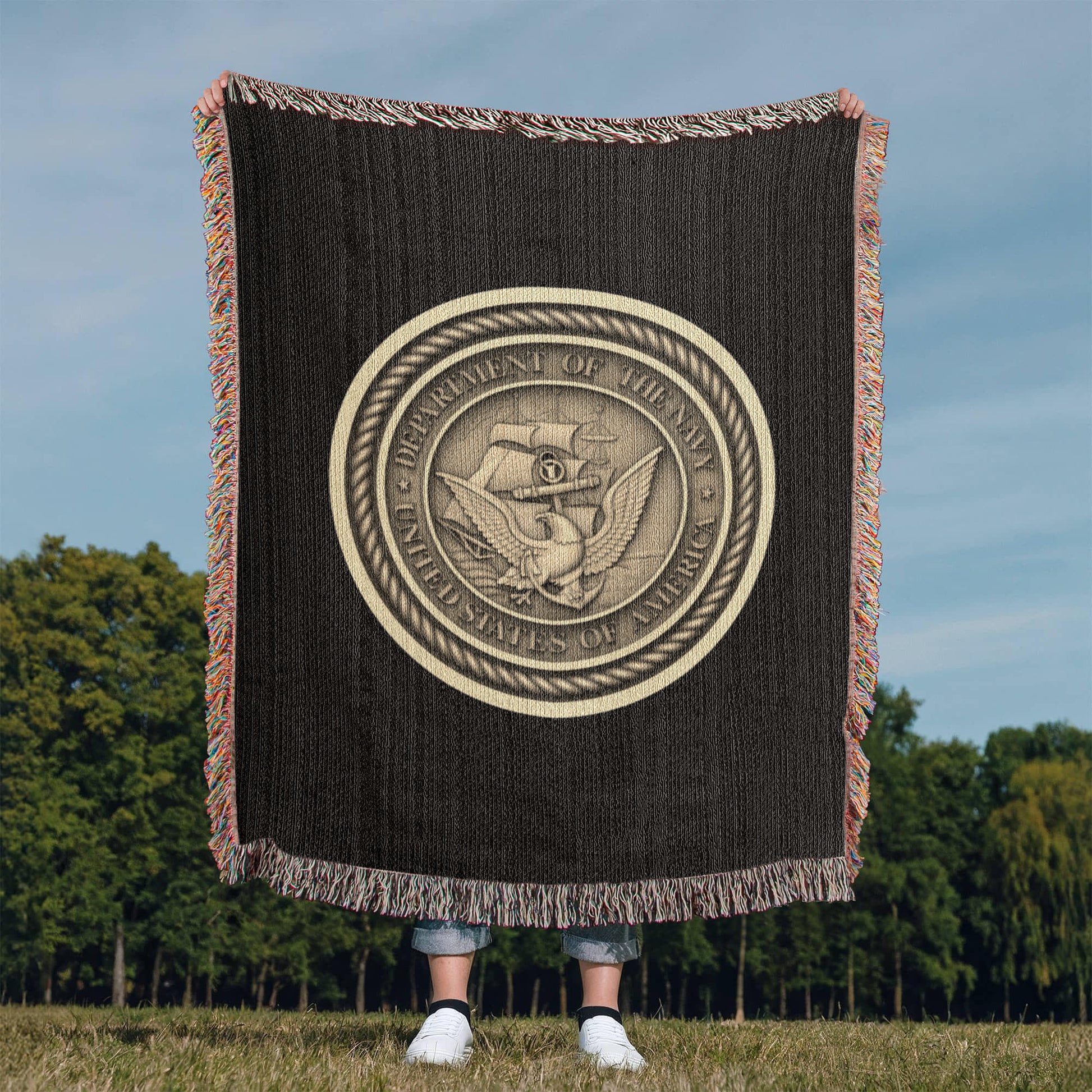 Department of the Navy Woven Throw Blanket – Service, Honor, Commitment - Bubble Gum Wink