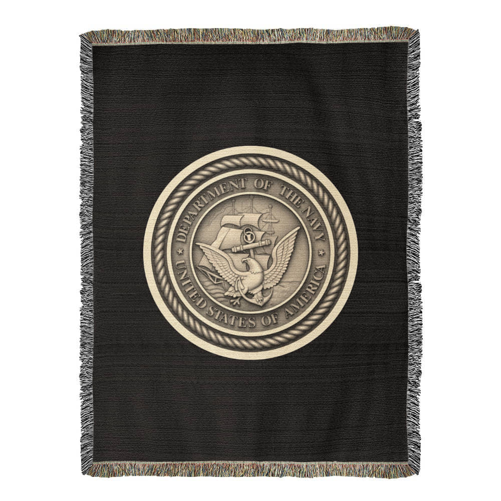 Department of the Navy Woven Throw Blanket – Service, Honor, Commitment - Bubble Gum Wink