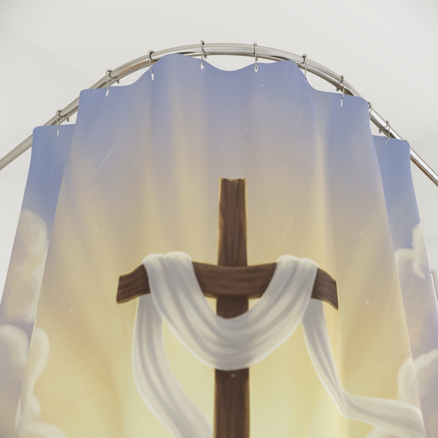 Easter Cross with Lilies Shower Curtain | Christian Bathroom Decor - Bubble Gum Wink