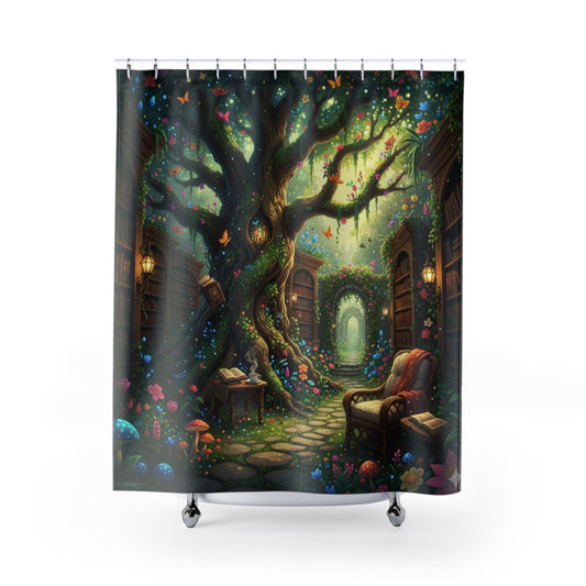 Enchanted Garden Library Shower Curtain - Bubble Gum Wink