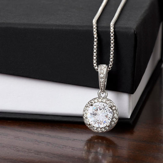 Eternal Hope Necklace | Cushion - Cut Sparkle in White Gold Finish - Bubble Gum Wink
