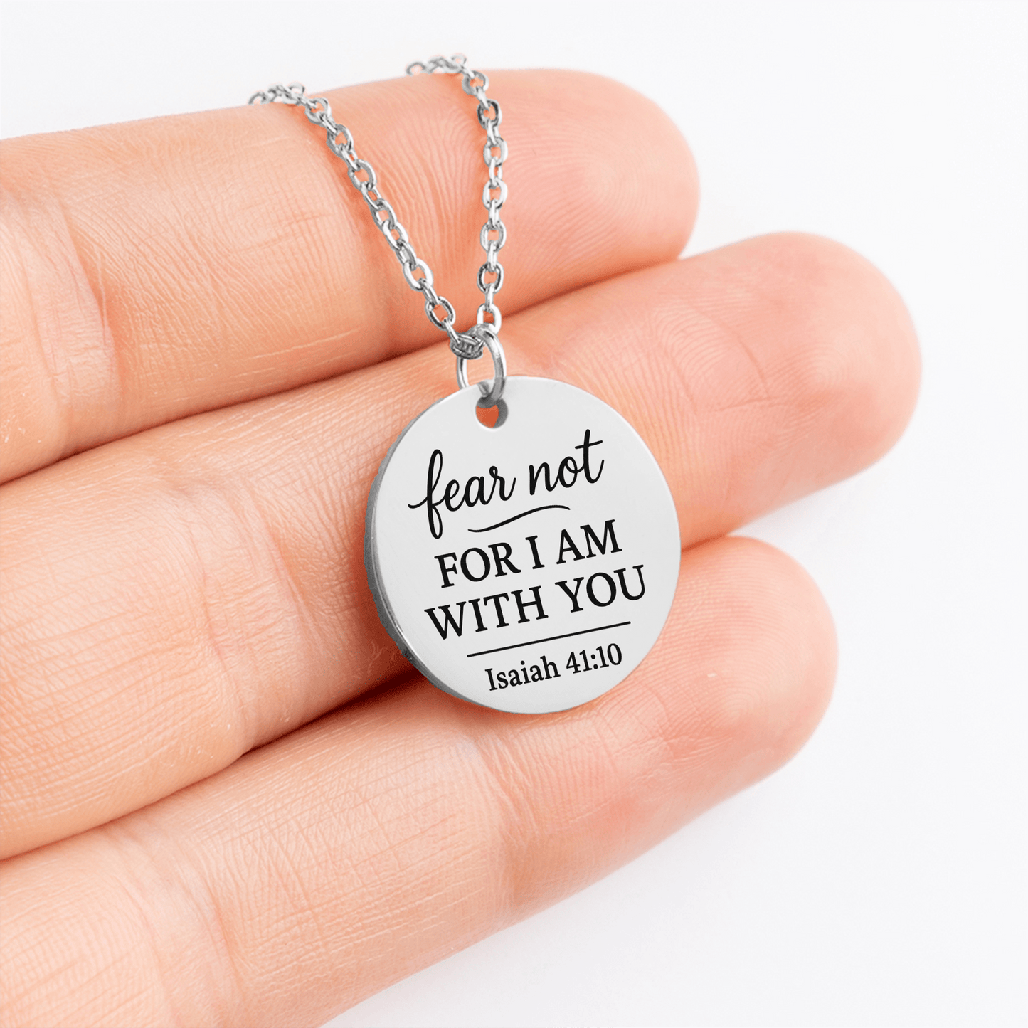 Fear Not Coin Necklace – Isaiah 41:10 Christian Jewelry - Bubble Gum Wink