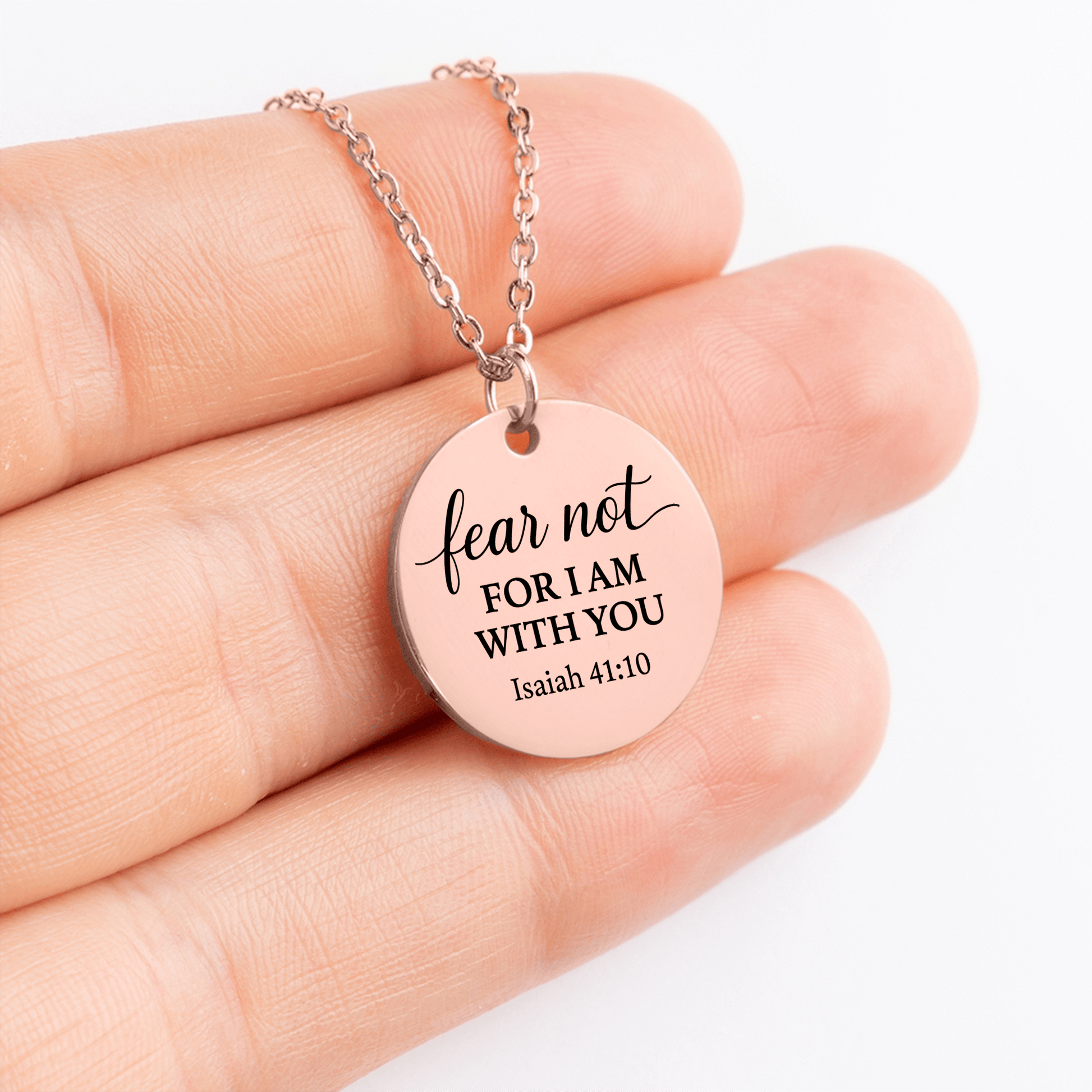 Fear Not Coin Necklace – Isaiah 41:10 Scripture Pendant - Bubble Gum Wink