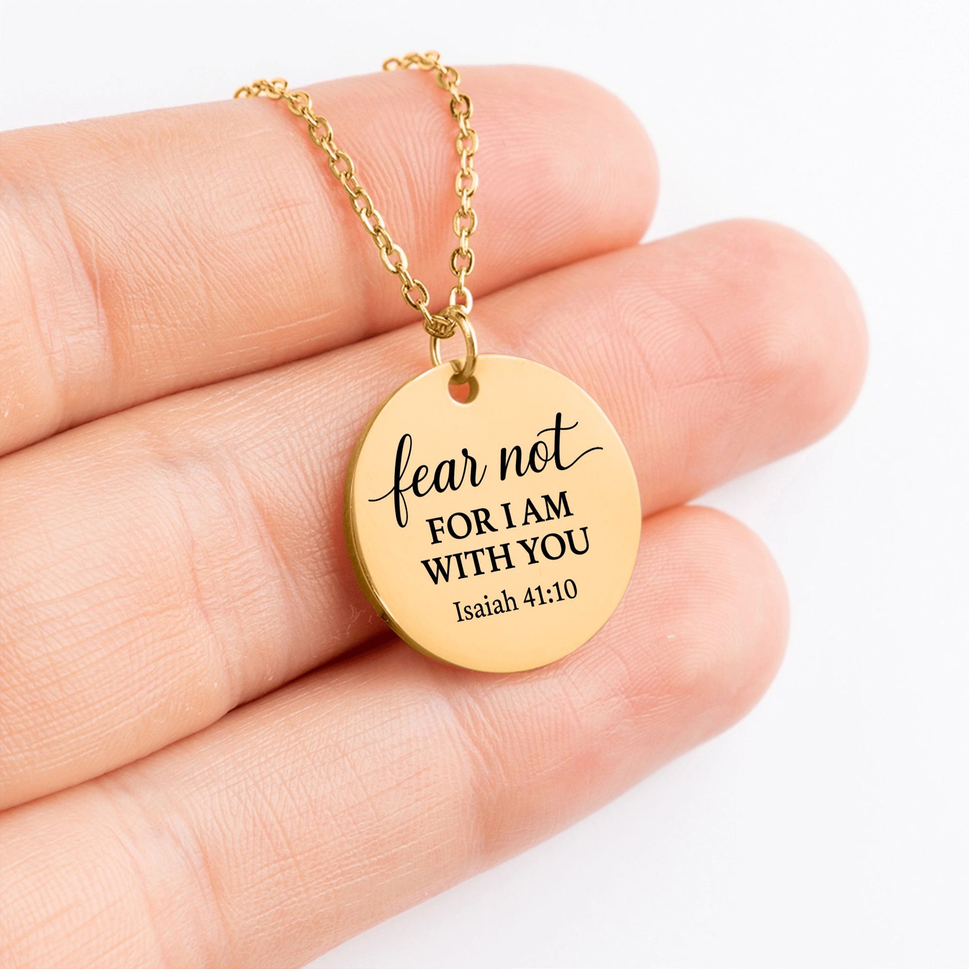 Fear Not Coin Necklace – Isaiah 41:10 Scripture Pendant - Bubble Gum Wink