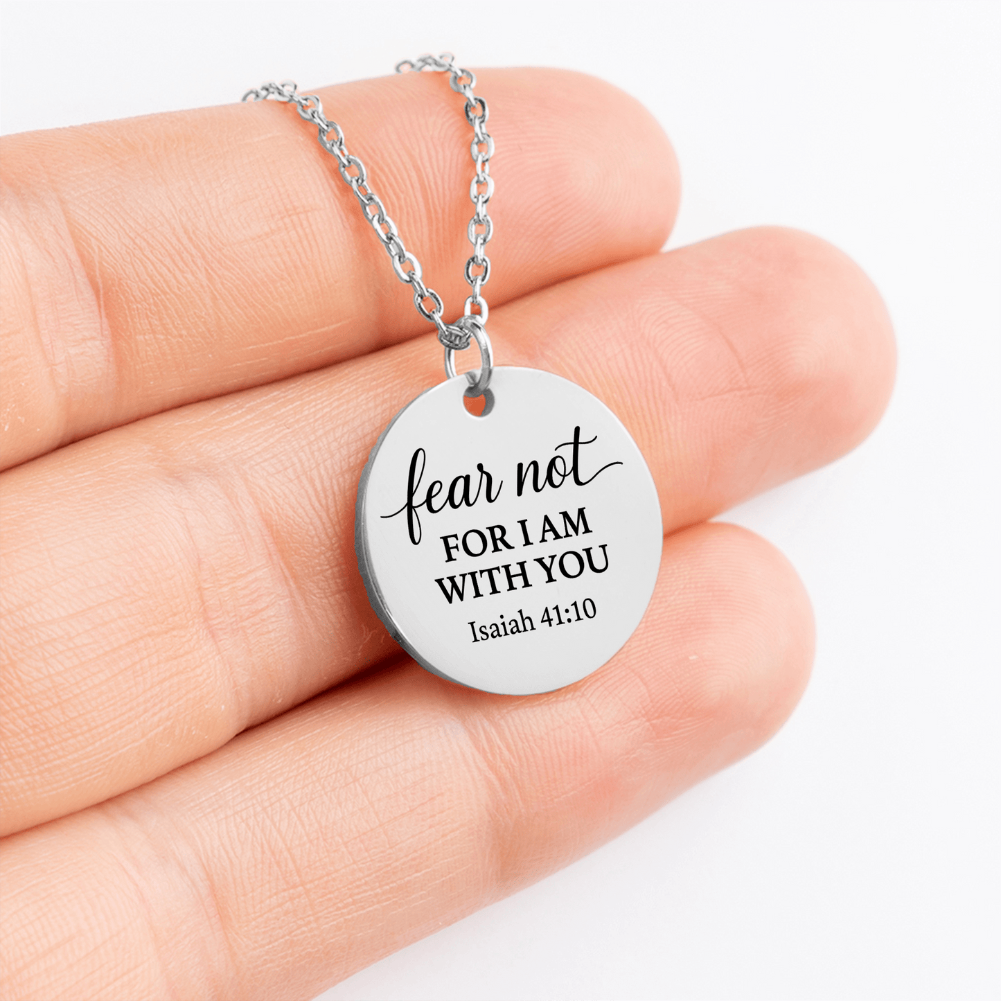 Fear Not Coin Necklace – Isaiah 41:10 Scripture Pendant - Bubble Gum Wink