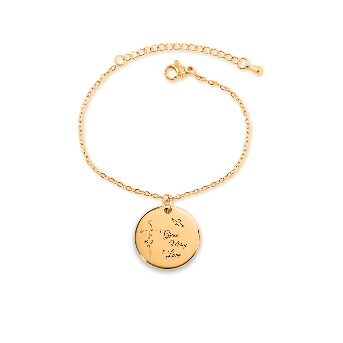 Grace, Mercy & Love Coin Bracelet [Personalized]
