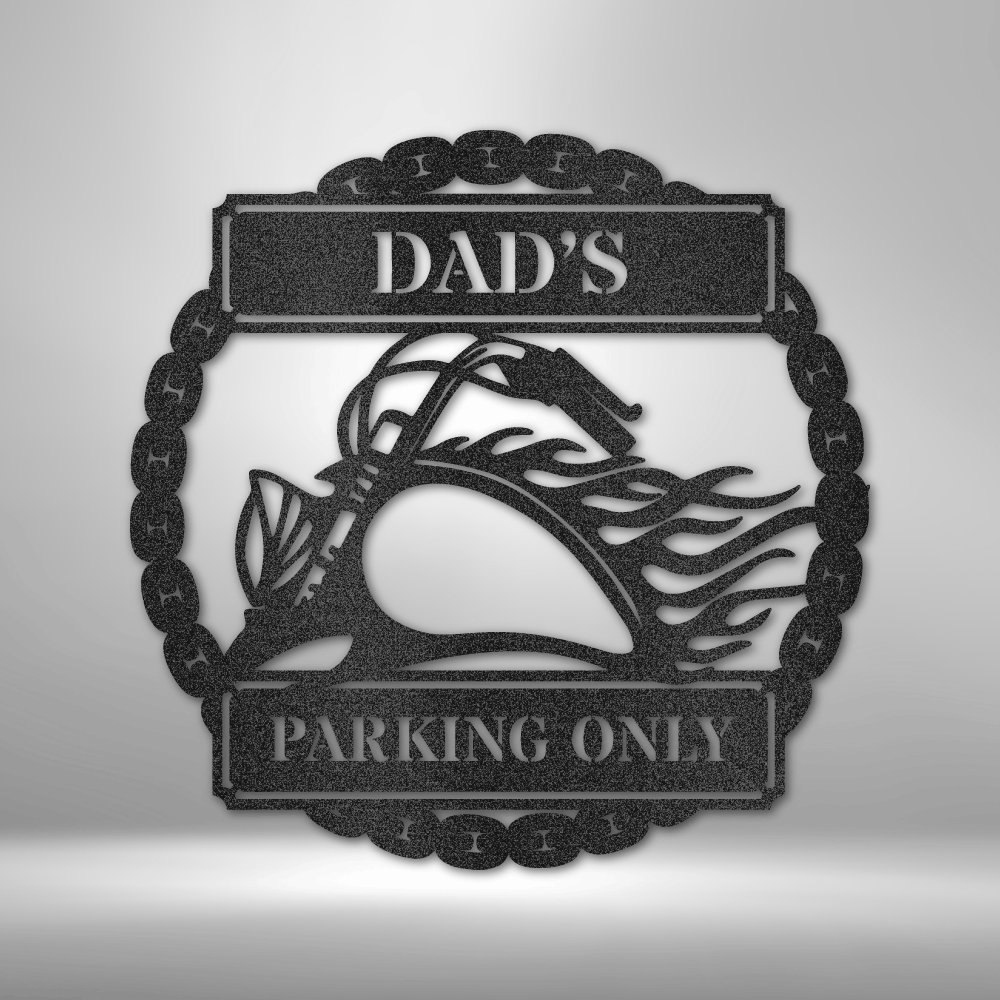 Flaming Hog Garage Sign – Dad’s Motorcycle Parking Steel Plaque - Bubble Gum Wink