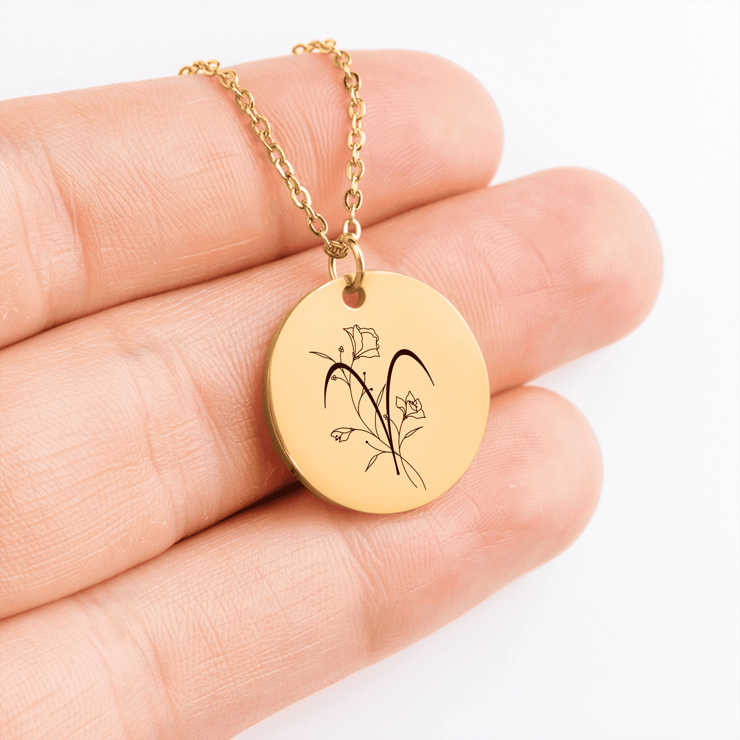 Floral Zodiac Coin Necklace [Your Sign] – Personalized - Bubble Gum Wink