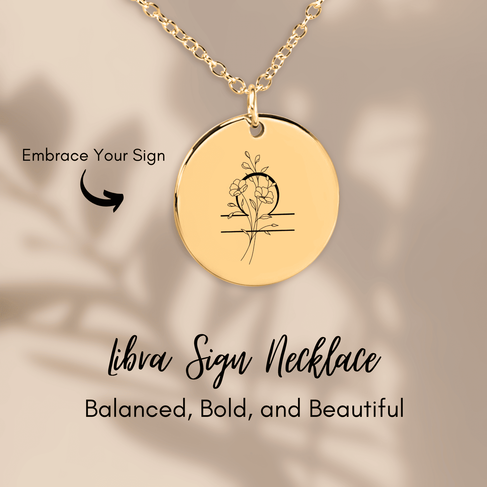Floral Zodiac Coin Necklace [Your Sign] – Personalized - Bubble Gum Wink
