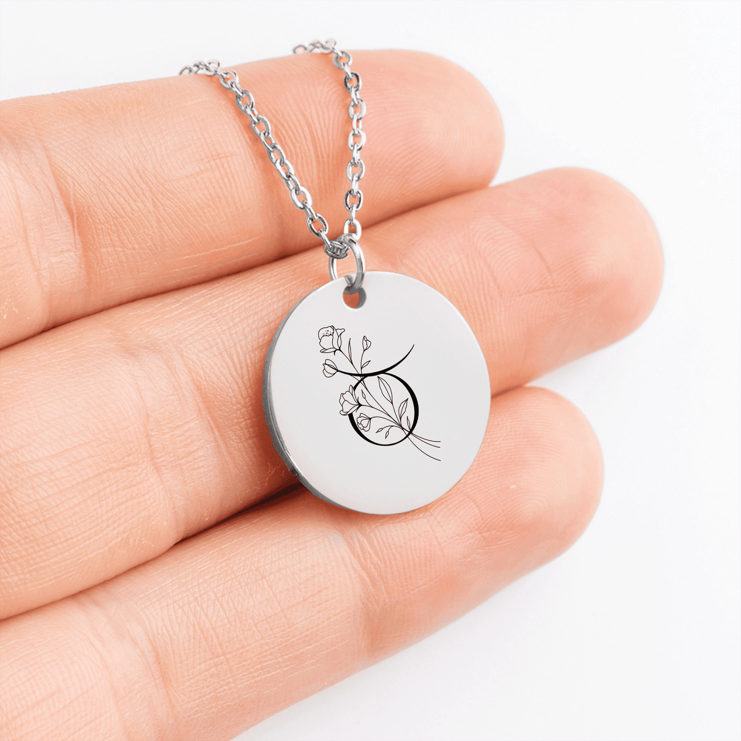 Floral Zodiac Coin Necklace [Your Sign] – Personalized - Bubble Gum Wink