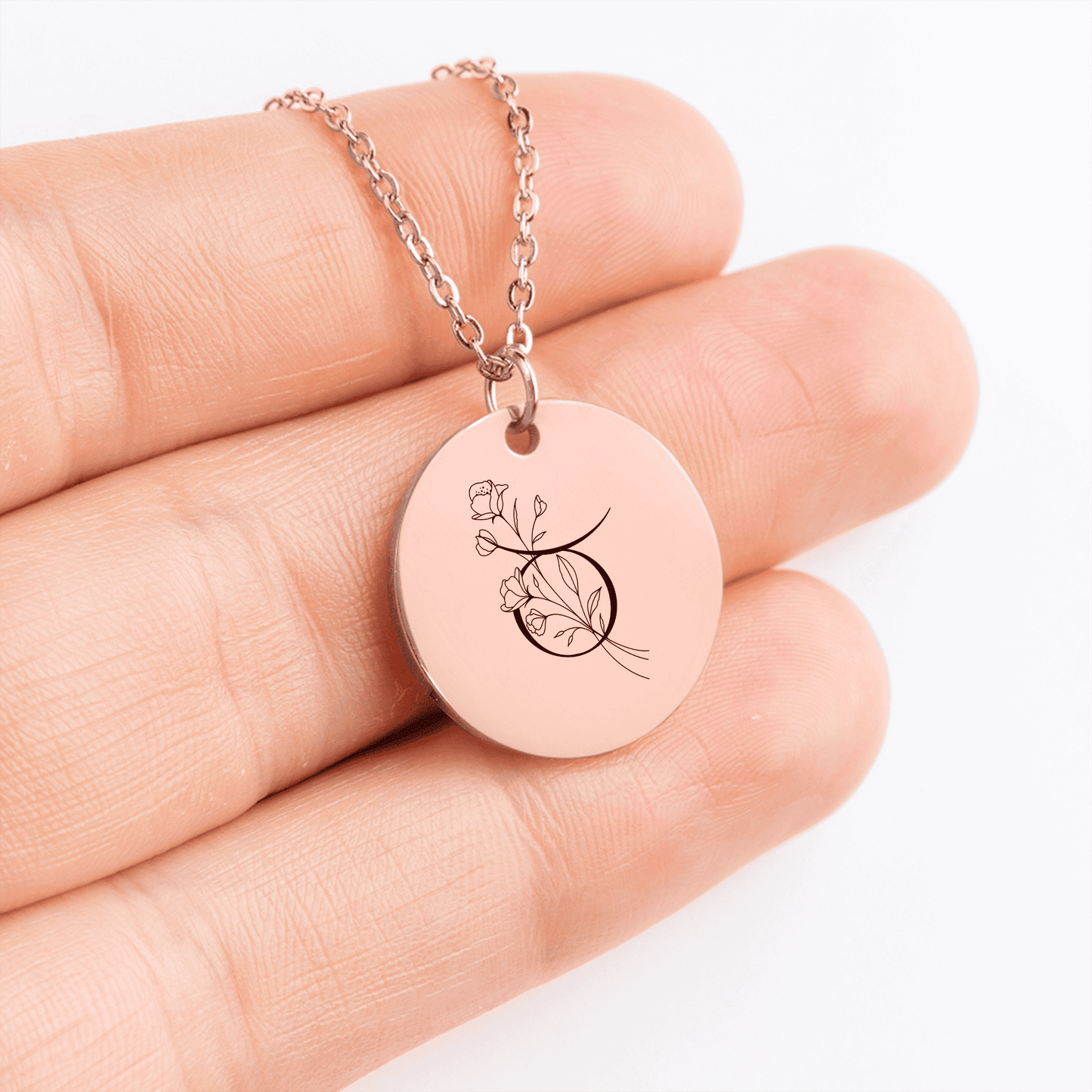 Floral Zodiac Coin Necklace [Your Sign] – Personalized - Bubble Gum Wink