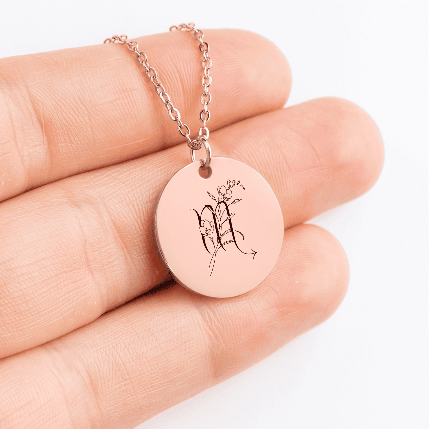 Floral Zodiac Coin Necklace [Your Sign] – Personalized - Bubble Gum Wink