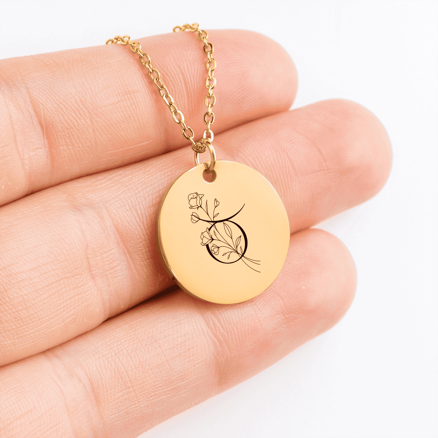 Floral Zodiac Coin Necklace [Your Sign] – Personalized - Bubble Gum Wink