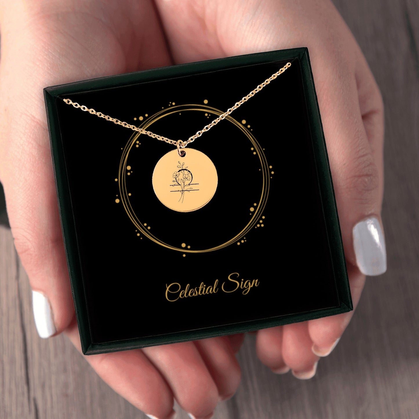 Floral Zodiac Coin Necklace [Your Sign] – Personalized - Bubble Gum Wink