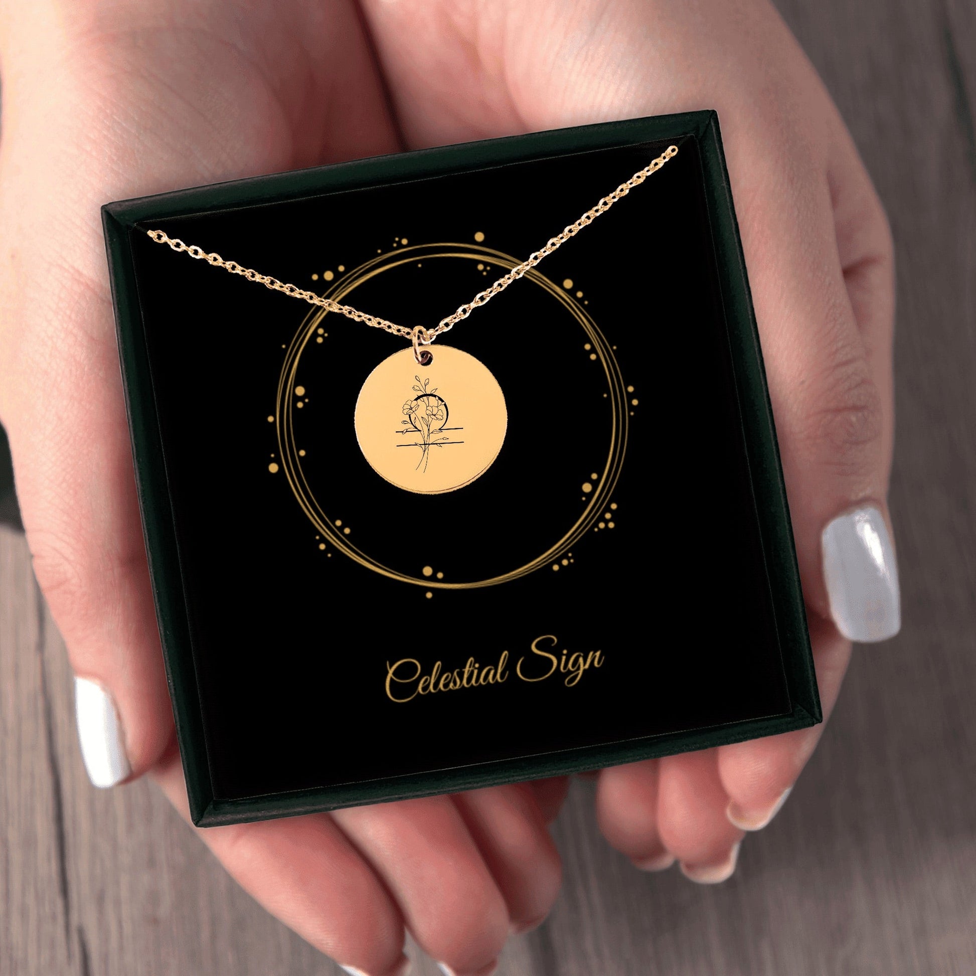 Floral Zodiac Coin Necklace [Your Sign] – Personalized - Bubble Gum Wink