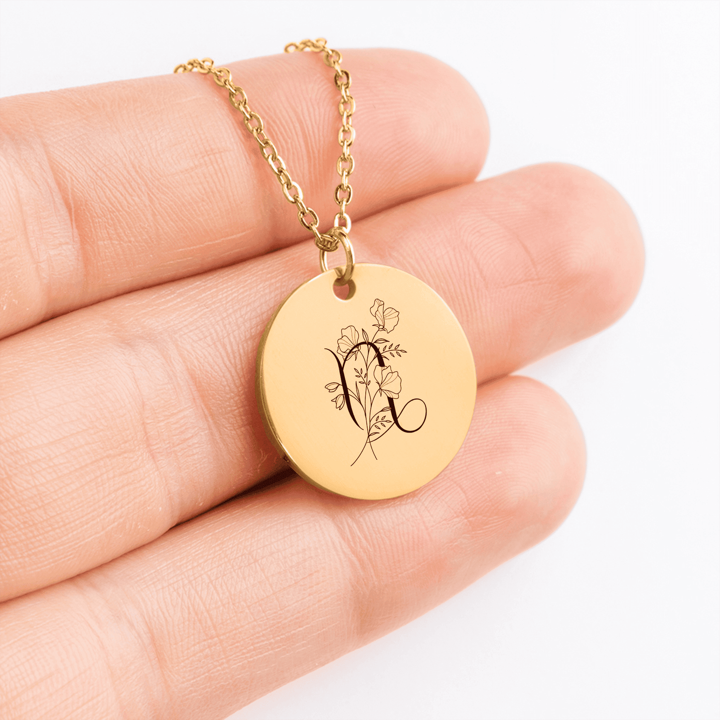 Floral Zodiac Coin Necklace [Your Sign] – Personalized - Bubble Gum Wink