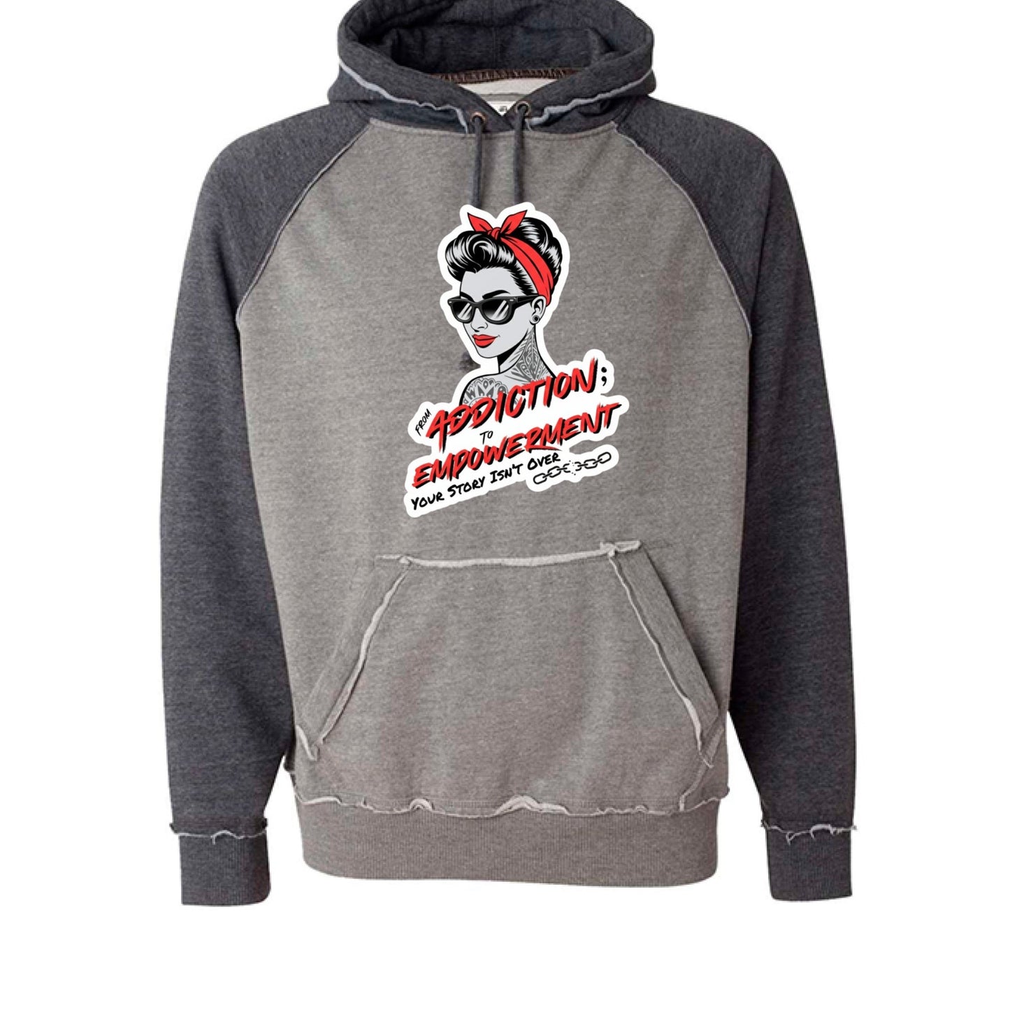 From Addiction to Empowerment | Fierce Raglan Hoodie - Bubble Gum Wink